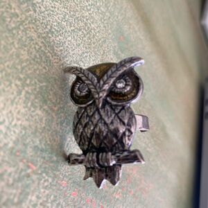 Owl ring. 
Silver with yellow eyes